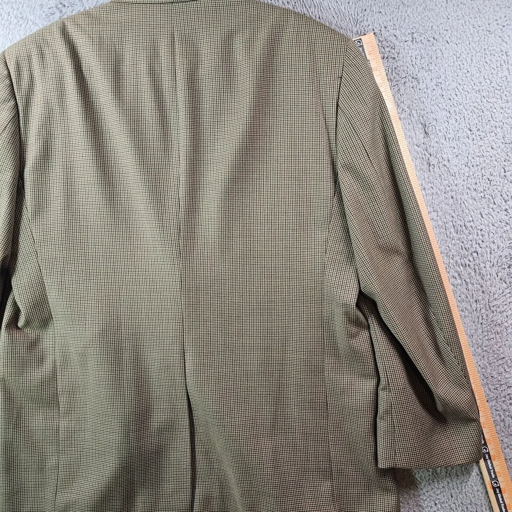 Stafford Suit Blazer Sport Coat Men 46R Wool Blend Houndstooth Khaki Brown‎